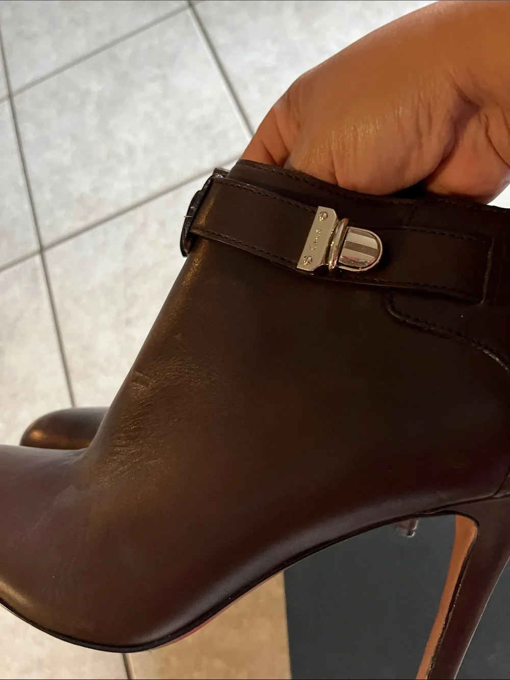 Coach women Brown Leather Chukka Boots with Side Buckle